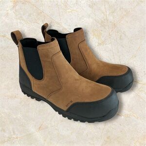 Duluth Trading Men's 14W Grindstone 6" Pull On Steel Toe Brown Work Boots NWOB